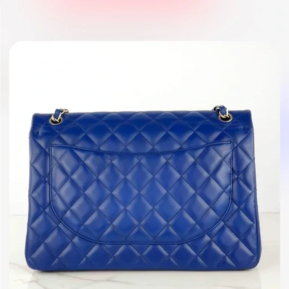 CHANEL Jumbo Classic Double Flap Bag in Cobalt Blue Lambskin - Picture 2 of 13